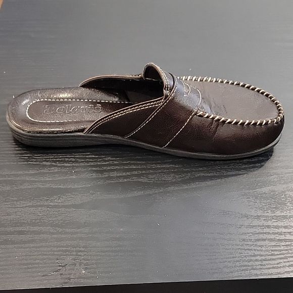 Polaris Mens Dark Brown Leather Mules/Slip ons - Picture 7 of 9